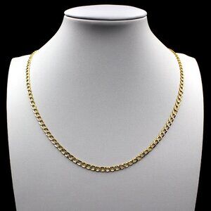 Real 10K Yellow Gold 2.5mm Diamond Cut Cuban Link Chain Necklace 24" inch